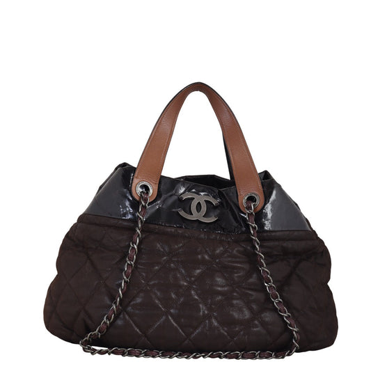 Chanel In The Mix Tote Bag Quilted Brown Shoulder Bag