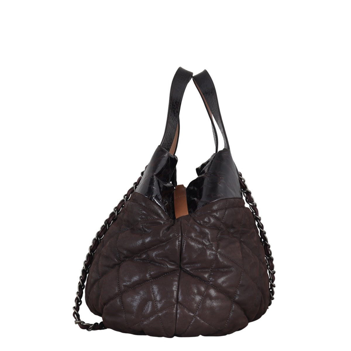 Chanel In The Mix Tote Bag Quilted Brown Shoulder Bag