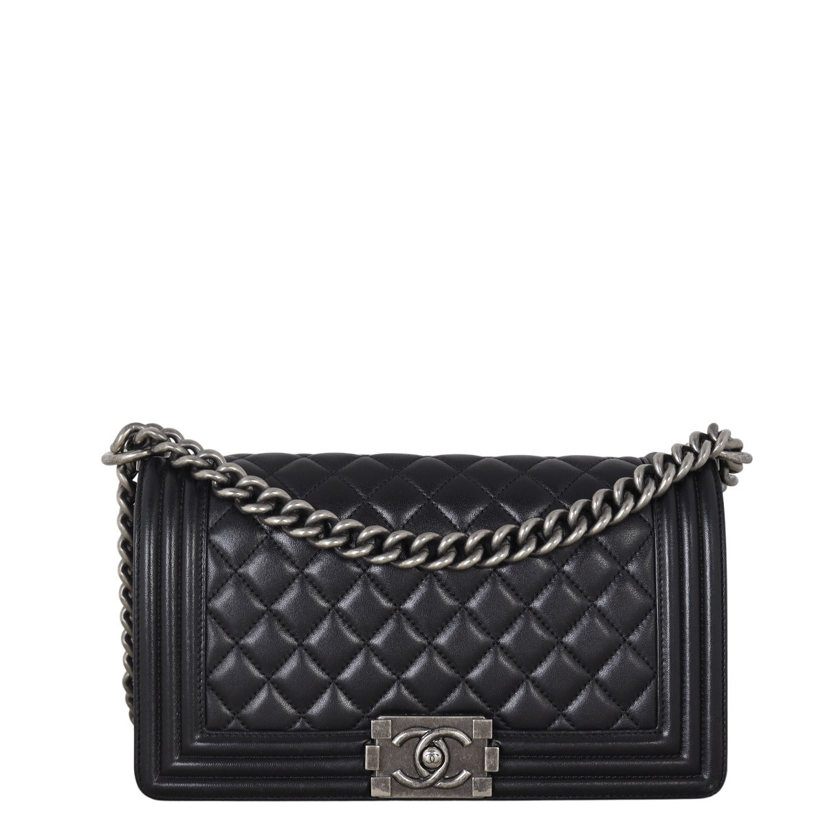 Chanel Boy Old Handbag Quilted Black Crossbody Bag Medium 13112025