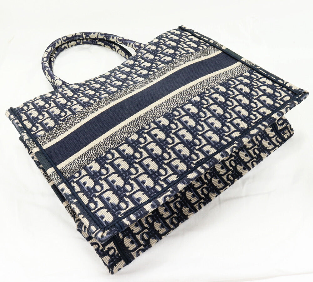 Dior Christian Book Tote Oblique Embroidery Cotton Tote Bag Canvas