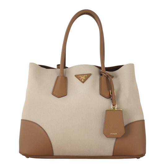 Prada Saffiano Cuir & Canapa Double Bag Travel Bag