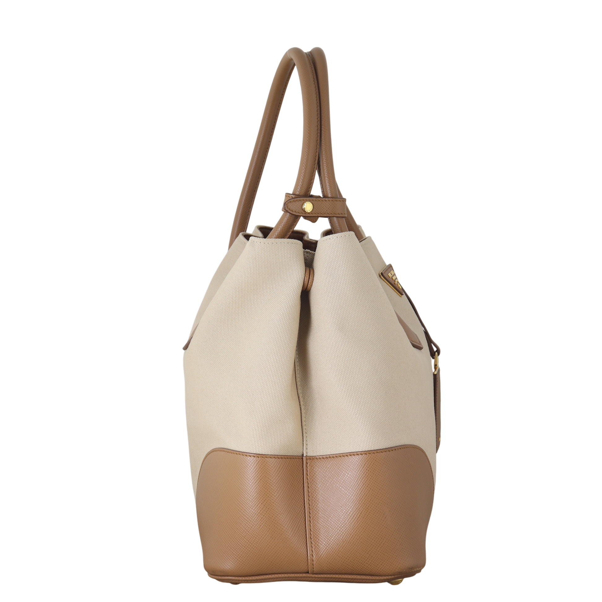 Prada Saffiano Cuir & Canapa Double Bag Travel Bag