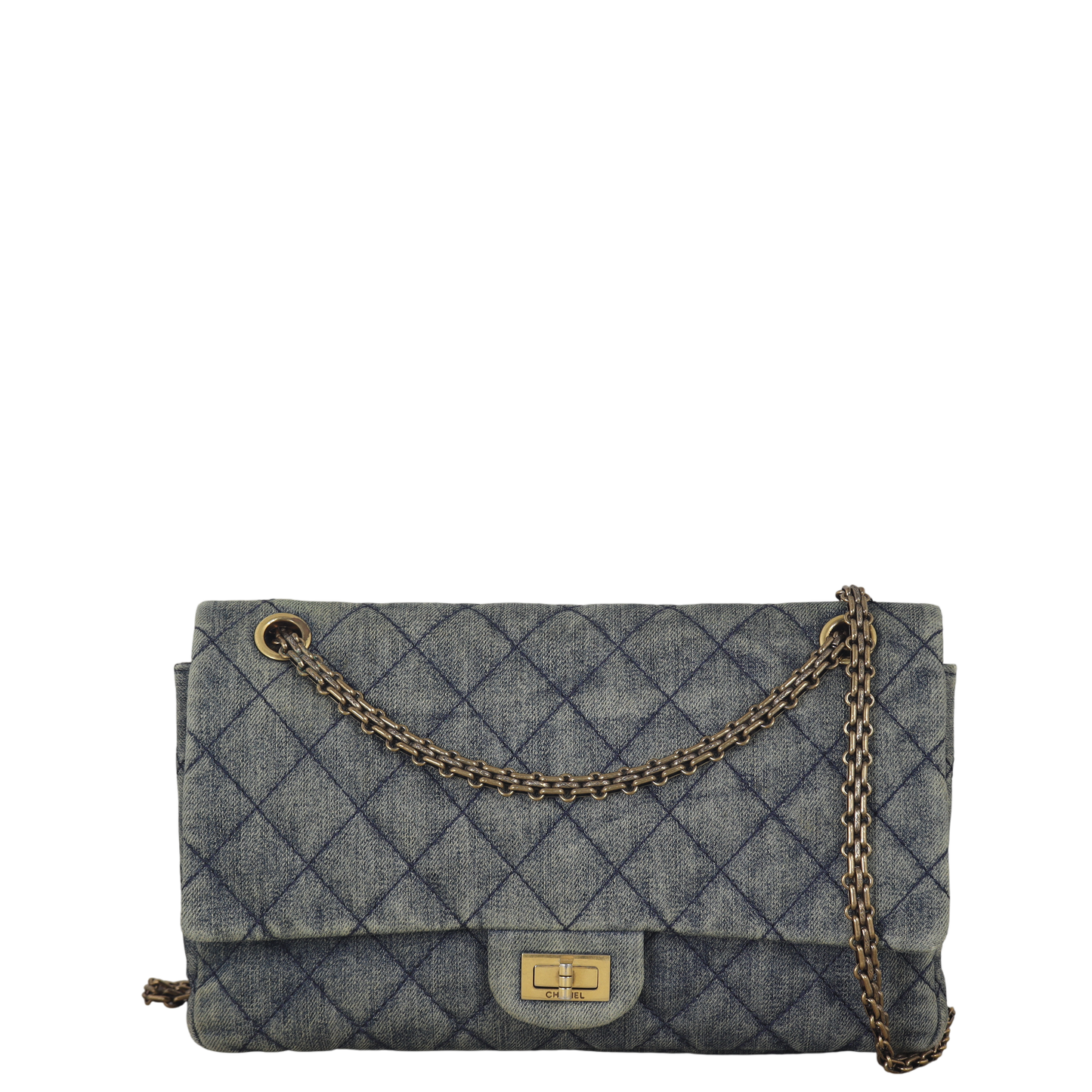 Chanel 2.55 Reissue 226 Double Bag Denim Quilted Crossbody Bag