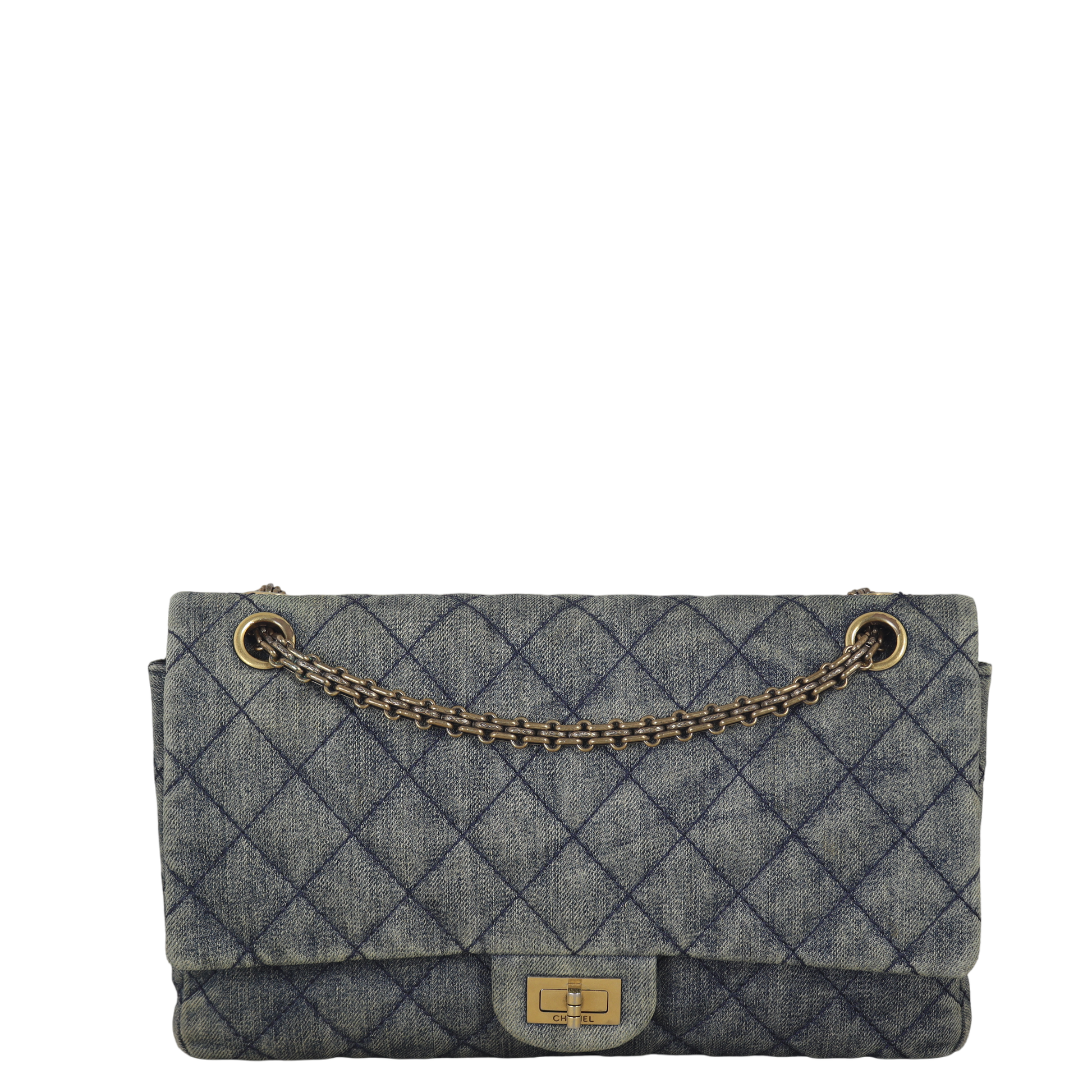 Chanel 2.55 Reissue 226 Double Bag Denim Quilted Crossbody Bag