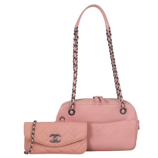Chanel Pocket CC Break Camera Bag Quilted Pink Shoulder Bag
