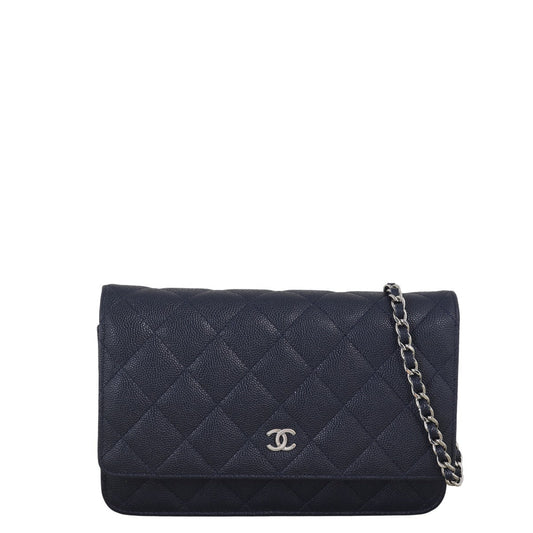 Chanel Classic Wallet on Chain Handbag Quilted Blue Crossbody Bag