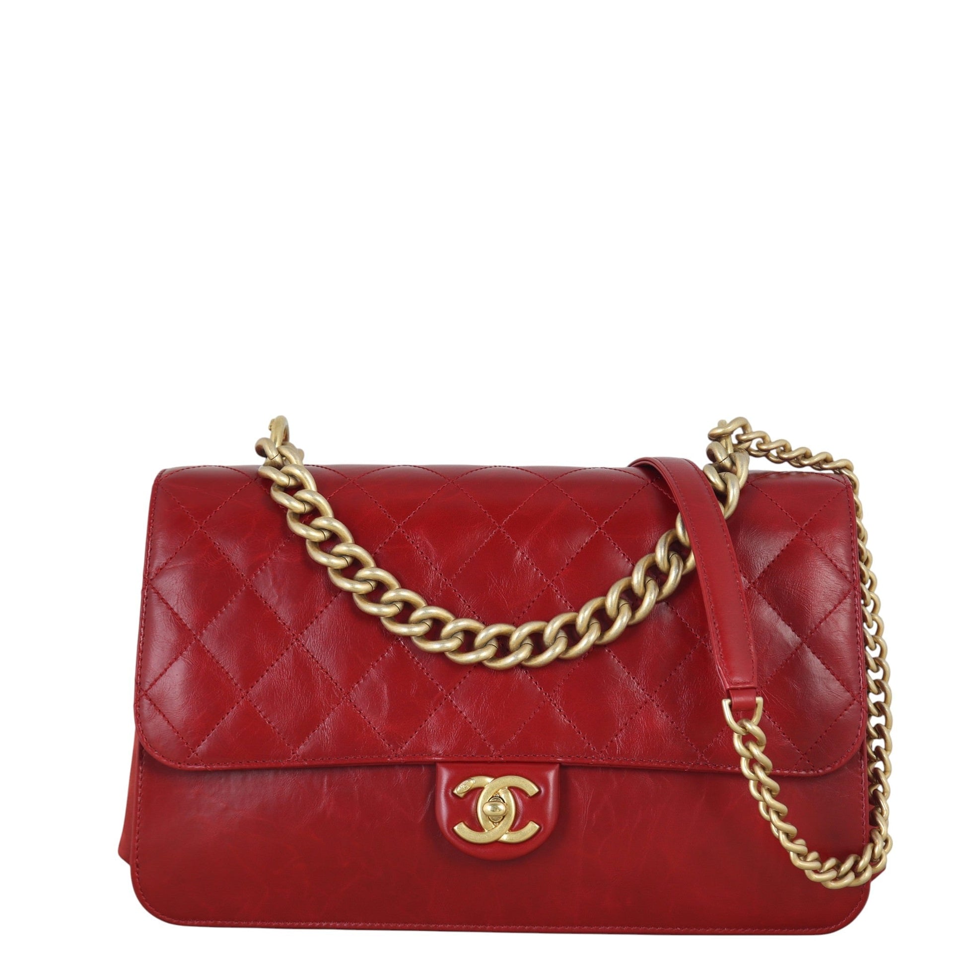 Chanel Paris-Cosmopolite Straight-Lined Bag Quilted Red Shoulder Bag