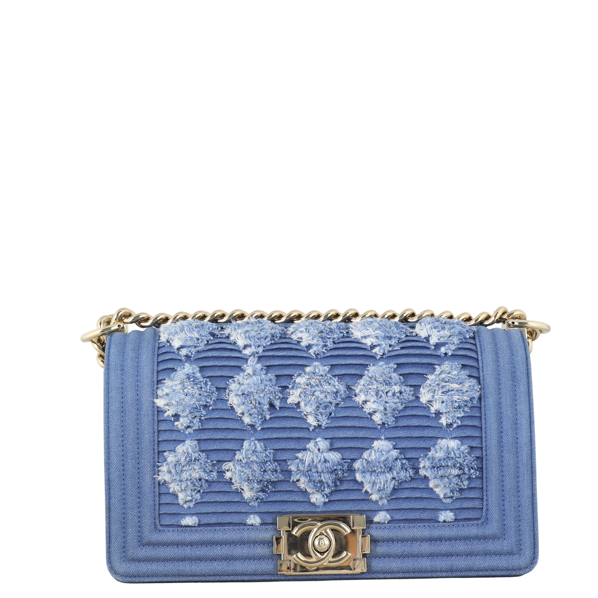 Chanel Boy Old Handbag Denim Blue Crossbody Bag
