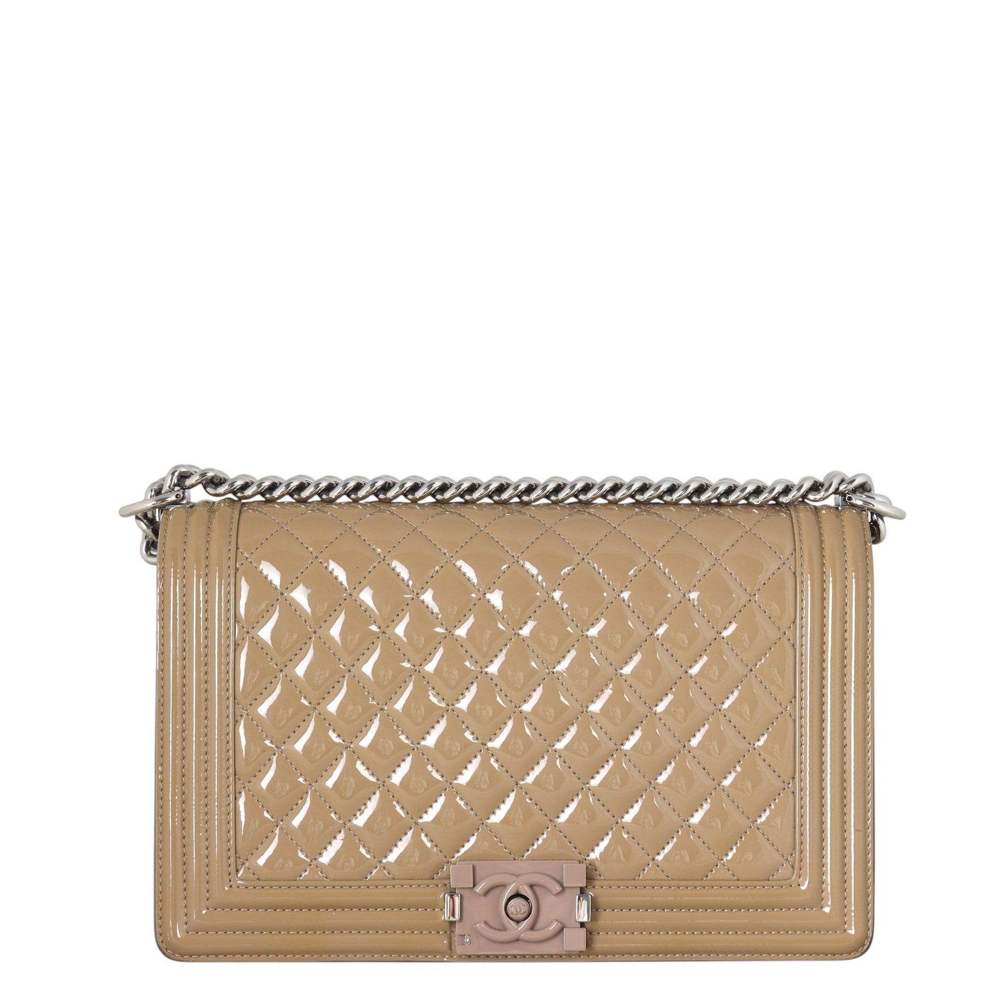 Chanel Boy New Plexiglass Patent Handbag Quilted Brown Crossbody Bag