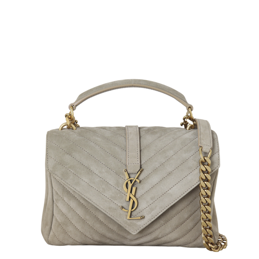 YSL Saint Laurent College Crossbody Bag Suede Medium