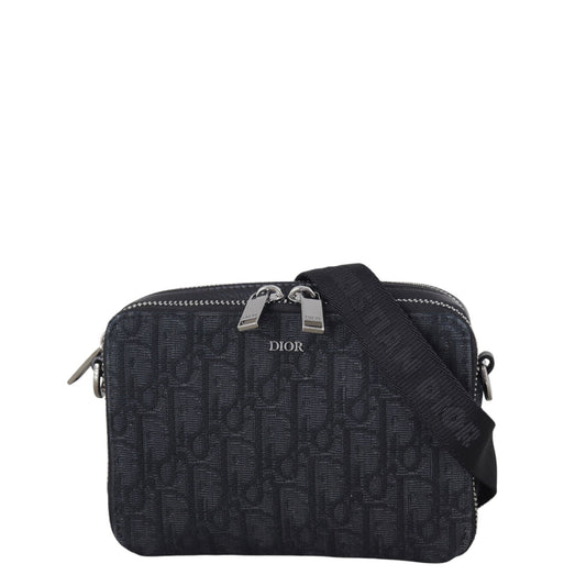 Dior Double Zip Pouch With Strap Oblique Handbag Travel Bag