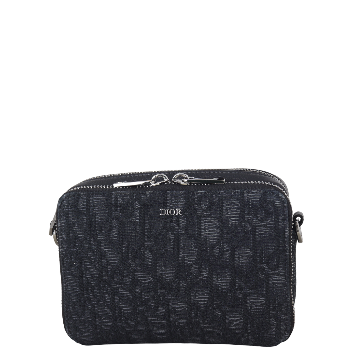 Dior Double Zip Pouch With Strap Oblique Handbag Travel Bag