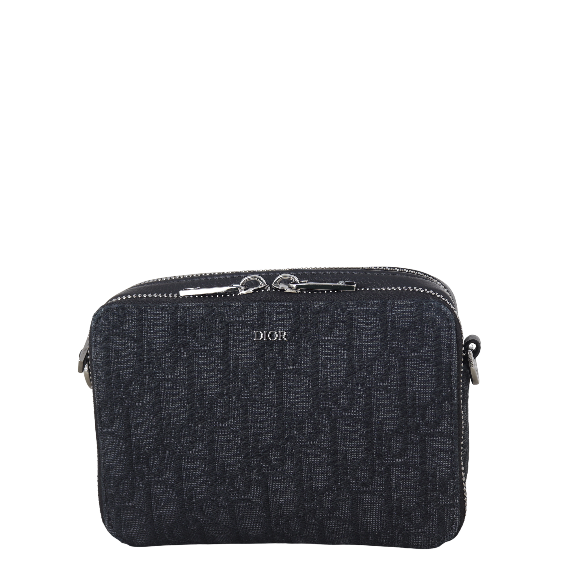 Dior Double Zip Pouch With Strap Oblique Handbag Travel Bag