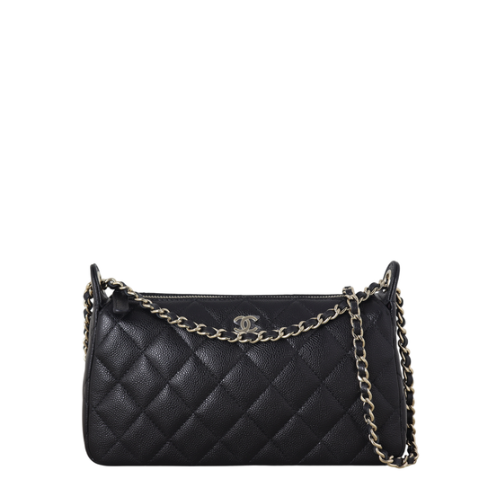 Chanel CC Zip Clutch on Chain Quilted Black Crossbody Bag