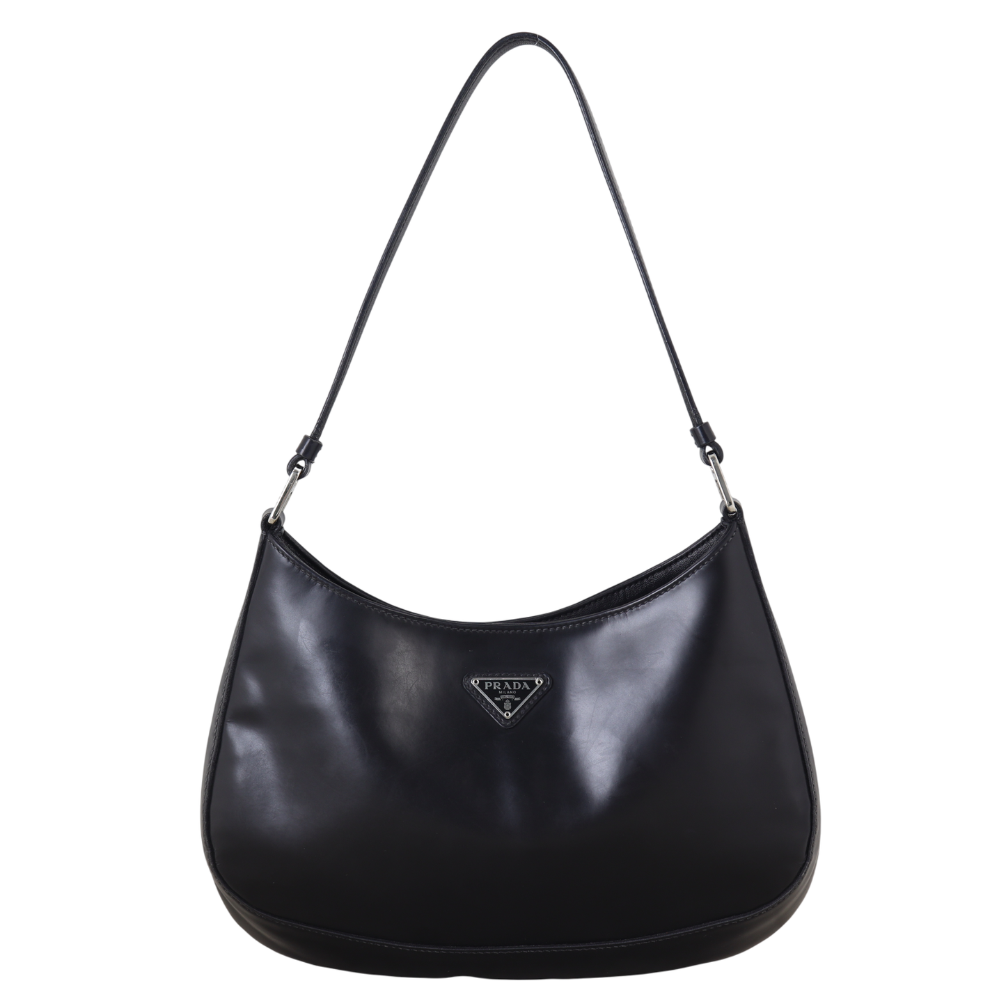 Prada Shoulder Bag Cleo Brushed Leather Black