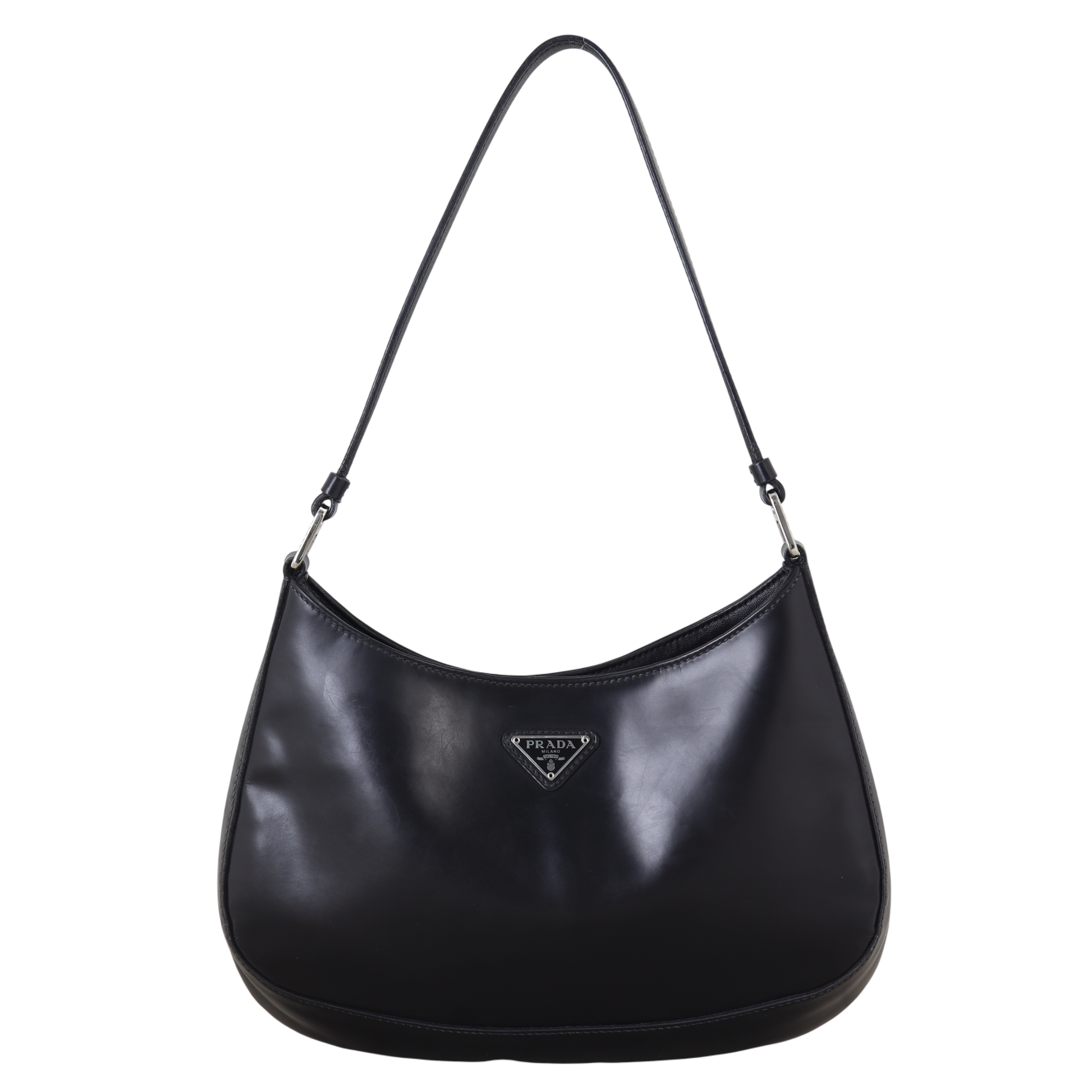 Prada Shoulder Bag Cleo Brushed Leather Black