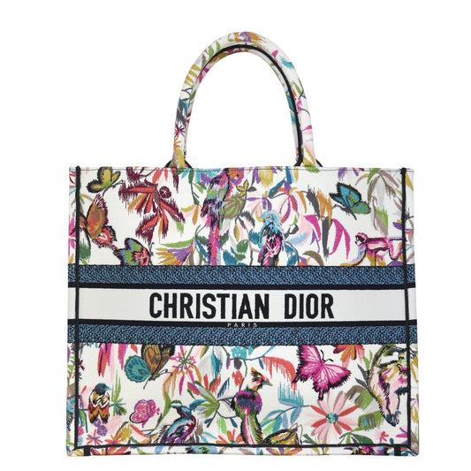 Dior Tote Bag Book Tote Butterflies Canvas Large Shoulder Bag