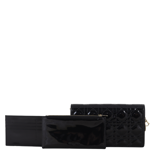 Dior Lady Patent Cannage Pouch Handbag Travel Bag