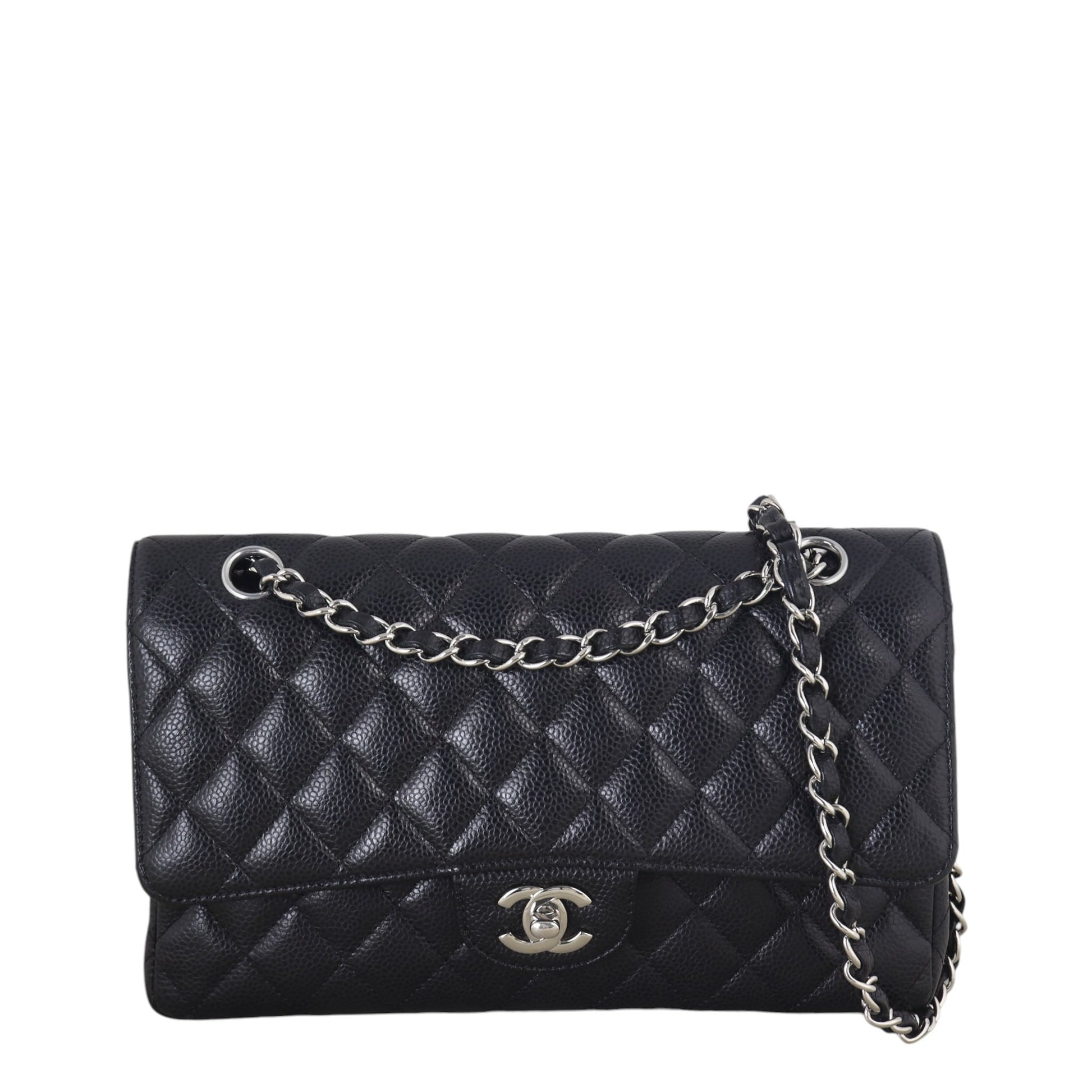 Chanel Classic Double Caviar Handbag Quilted Medium Shoulder Bag Caviar 12122025