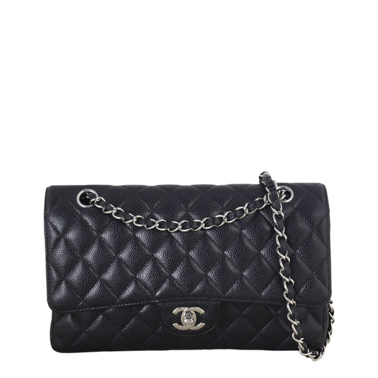Chanel Classic Double Caviar Handbag Quilted Medium Shoulder Bag Caviar 12122025
