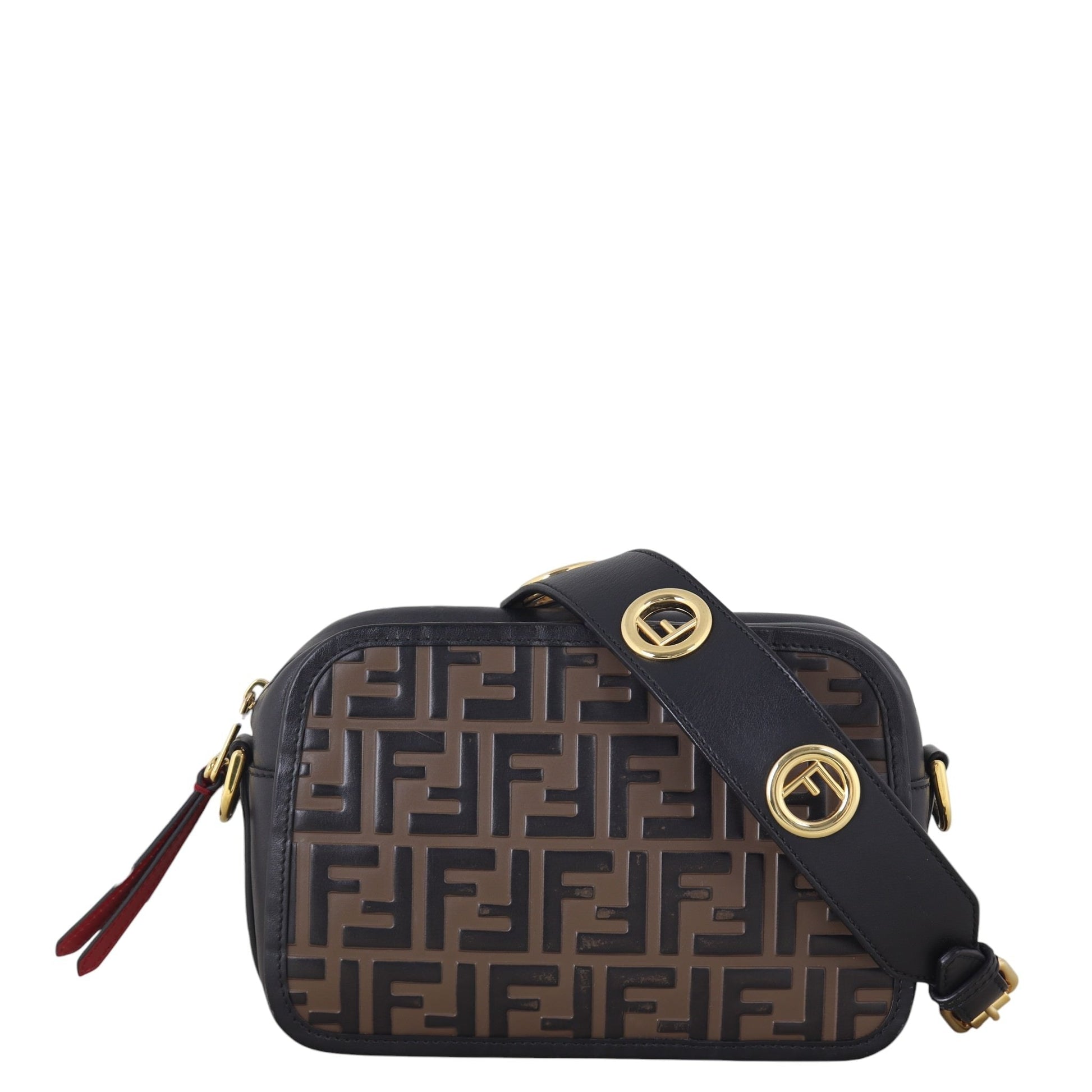 Fendi Crossbody Bag FF Camera Bag Brown Embossed Shoulder Bag