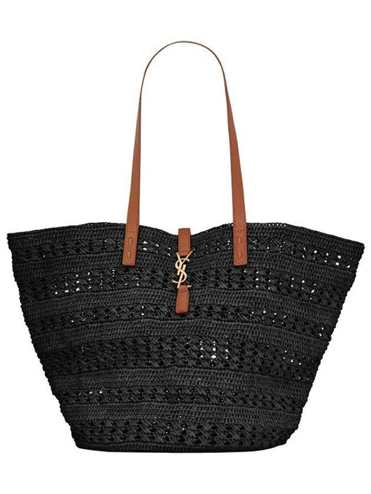 YSL Saint Laurent Saint Laurent Trending Top Handle Tote Bag Raffia Black
