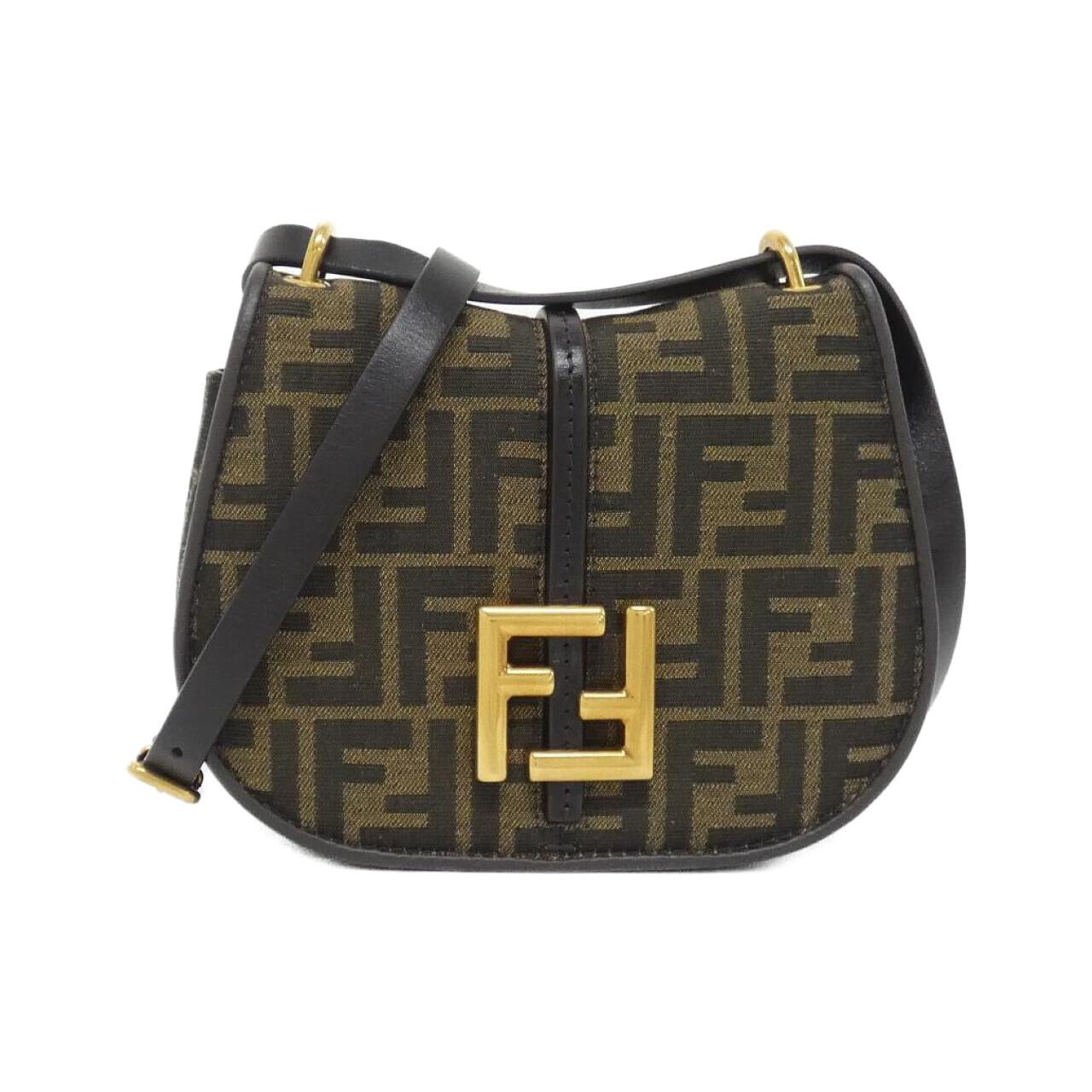Fendi Ca Mon Shoulder Bag Leather Canvas Small