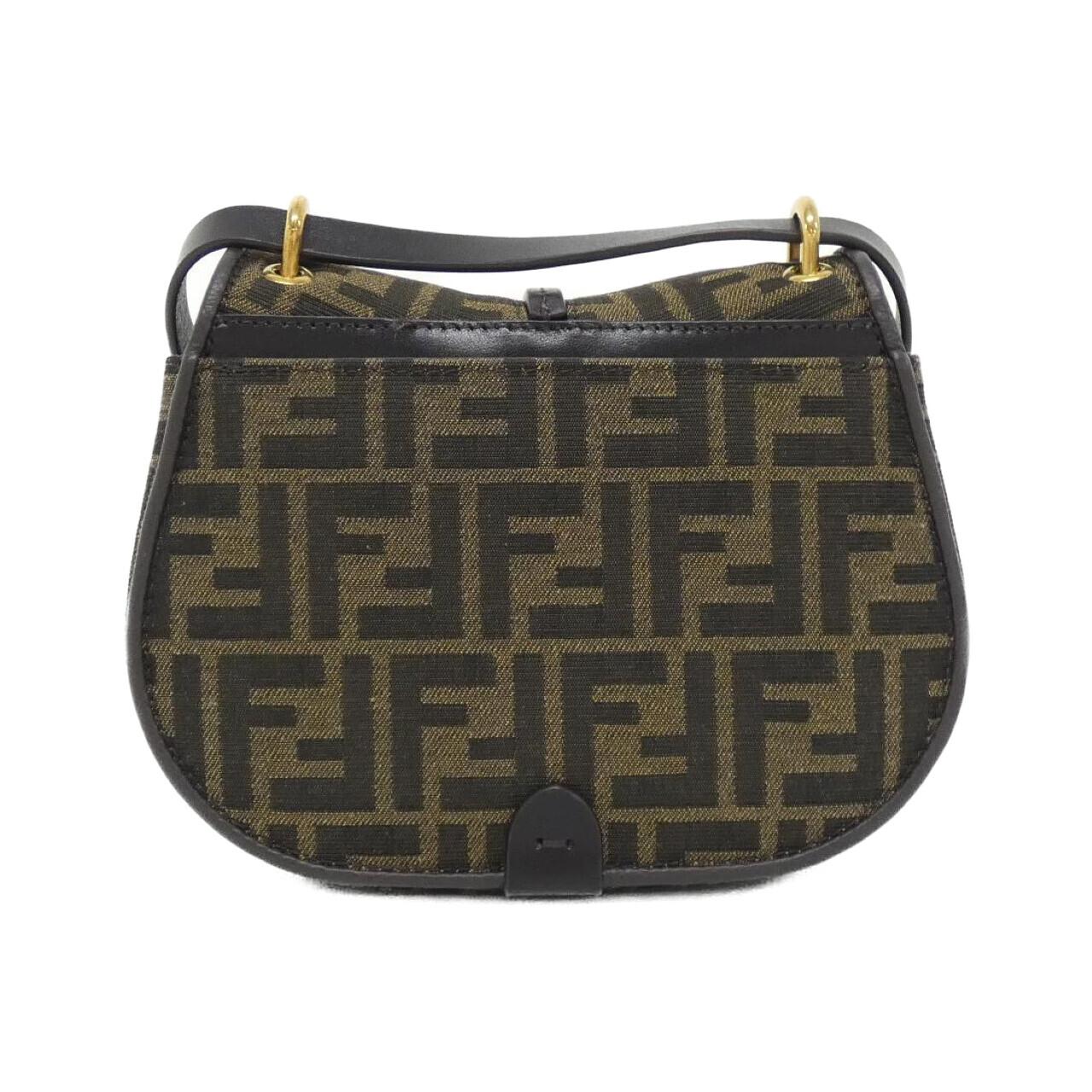 Fendi Ca Mon Shoulder Bag Leather Canvas Small