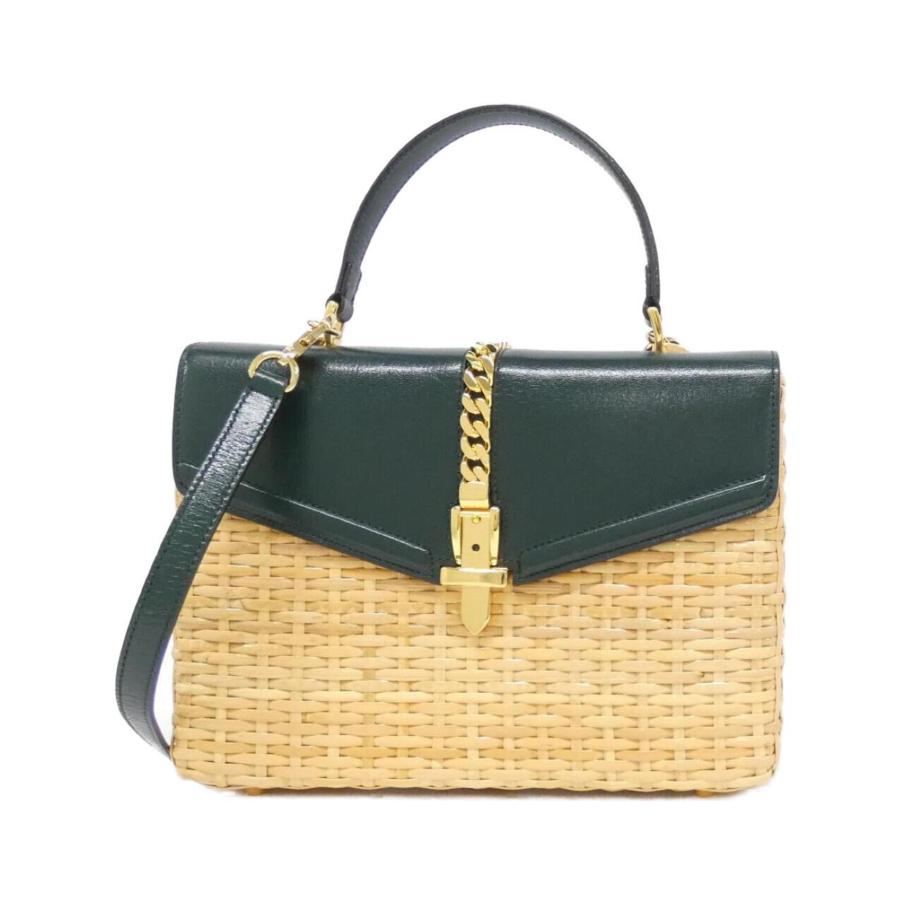 Gucci Sylvie Wicker Bag Leather Travel Bag
