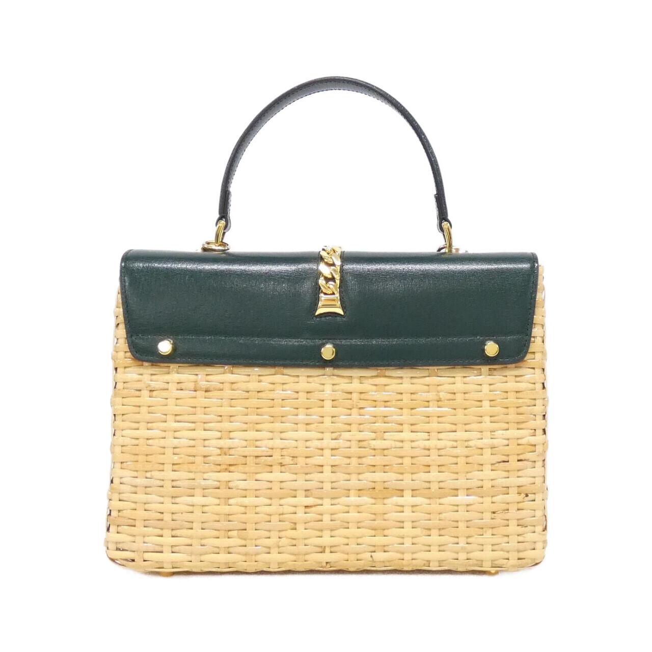 Gucci Sylvie Wicker Bag Leather Travel Bag