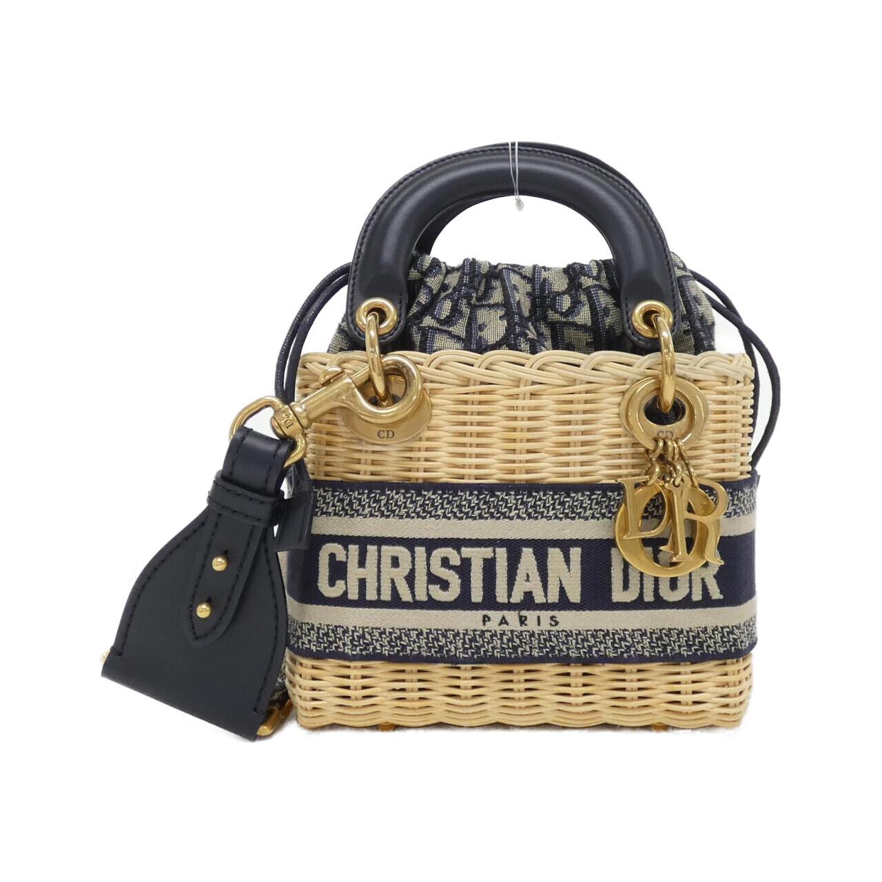 Dior Christian Oblique Natural Bag Canvas Wicker Travel Bag
