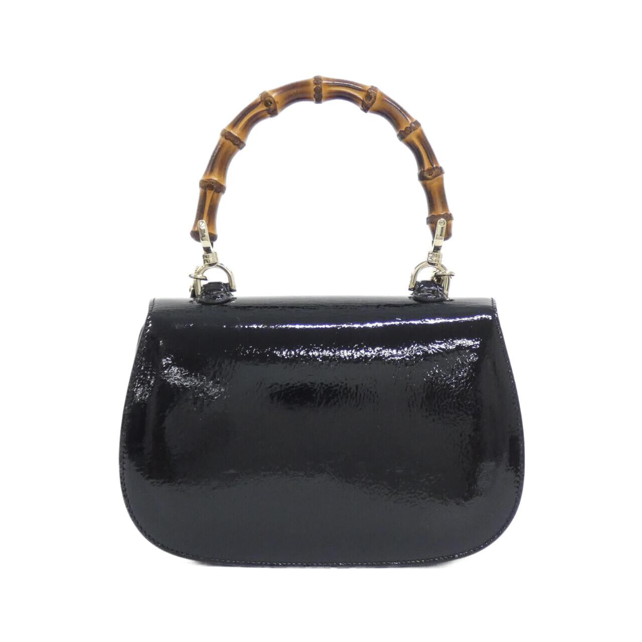 Gucci Bamboo Patent Shoulder Bag Leather