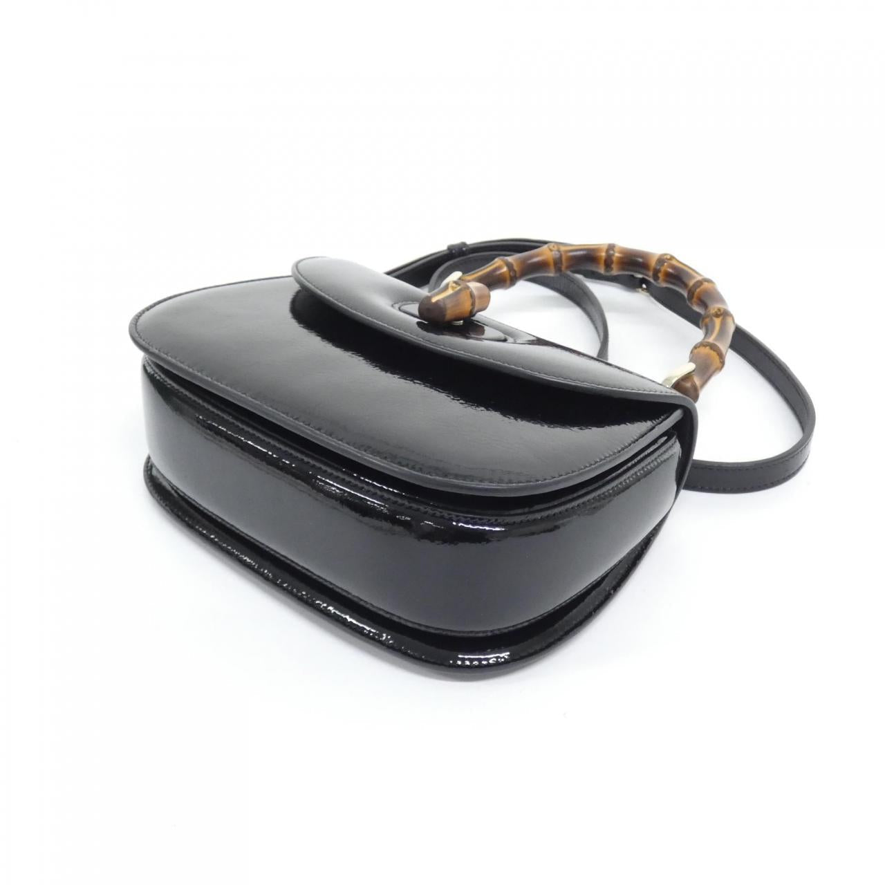 Gucci Bamboo Patent Shoulder Bag Leather