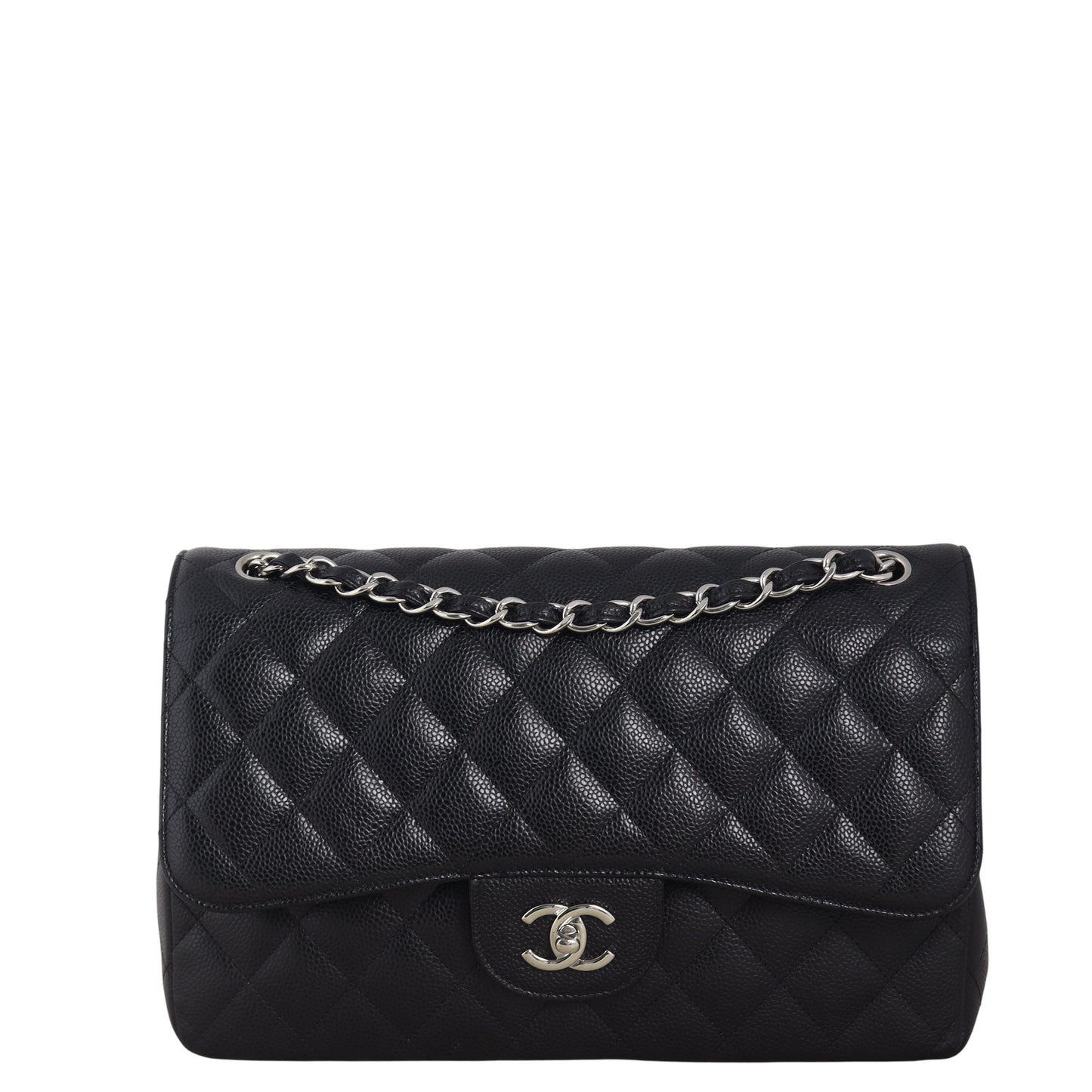 Chanel Classic Double Jumbo Caviar Handbag Quilted Black Crossbody Bag Caviar 18122025