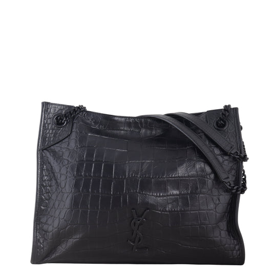 YSL Saint Laurent Saint Laurent Niki Tote Croc Embossed Medium Tote Bag
