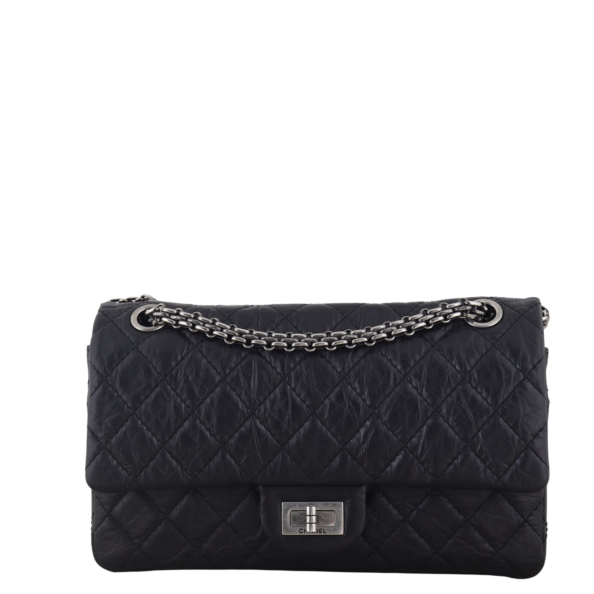 Chanel 2.55 Reissue 225 Double Bag Quilted Black Crossbody Bag