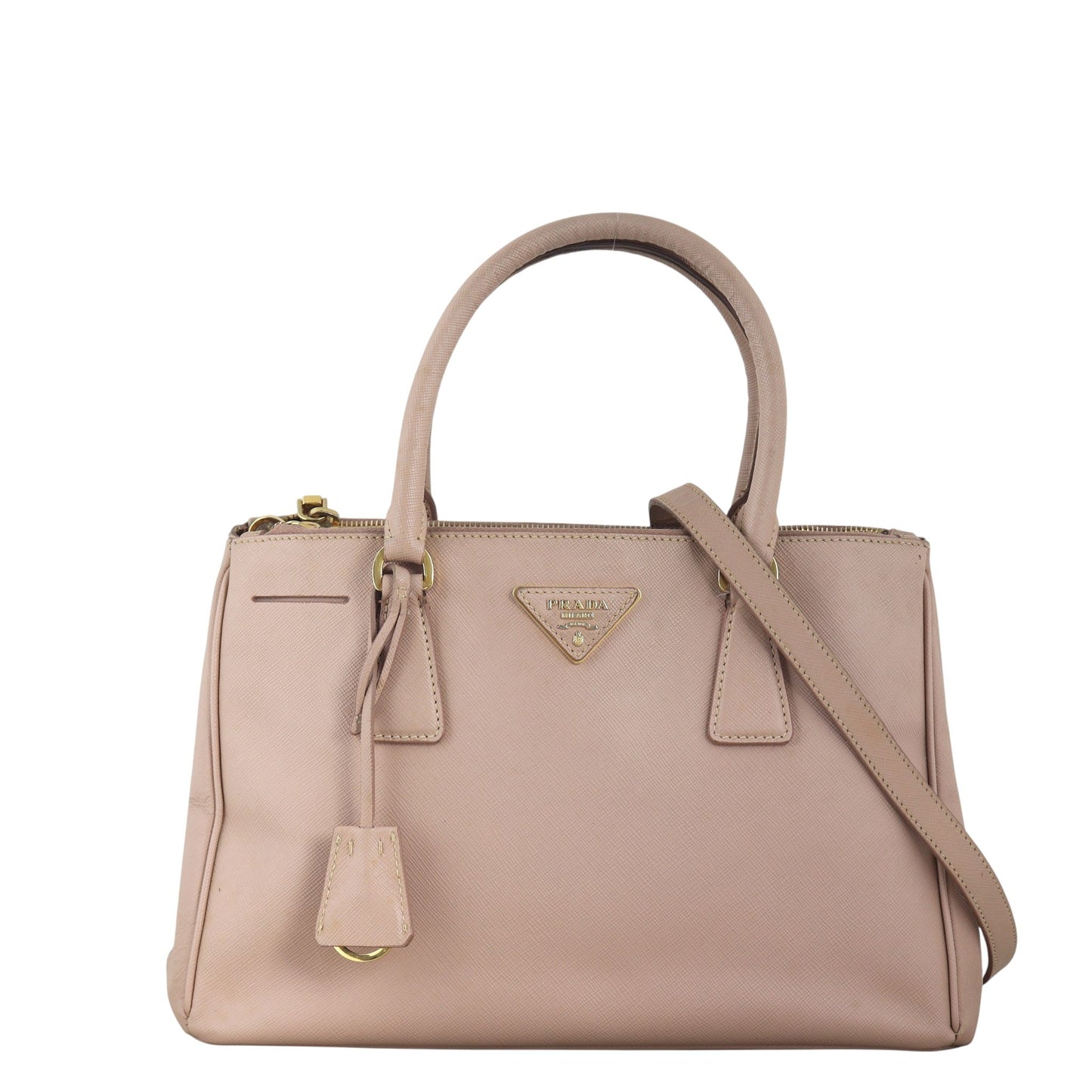 Prada Tote Bag Lux Galleria Double Tote 17 Saffiano Pink Small Shoulder Bag