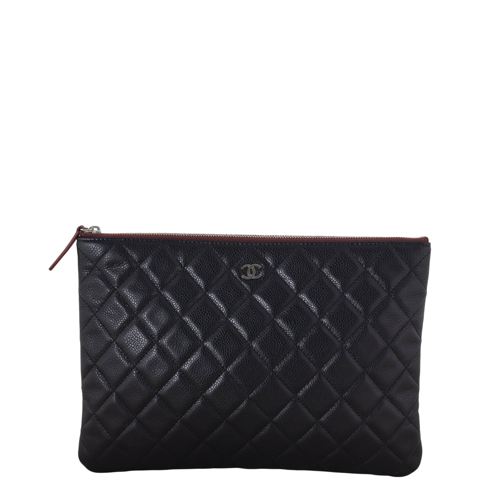 Chanel Classic O-Case Pouch Handbag Quilted Black Clutch Bag Medium 24122025
