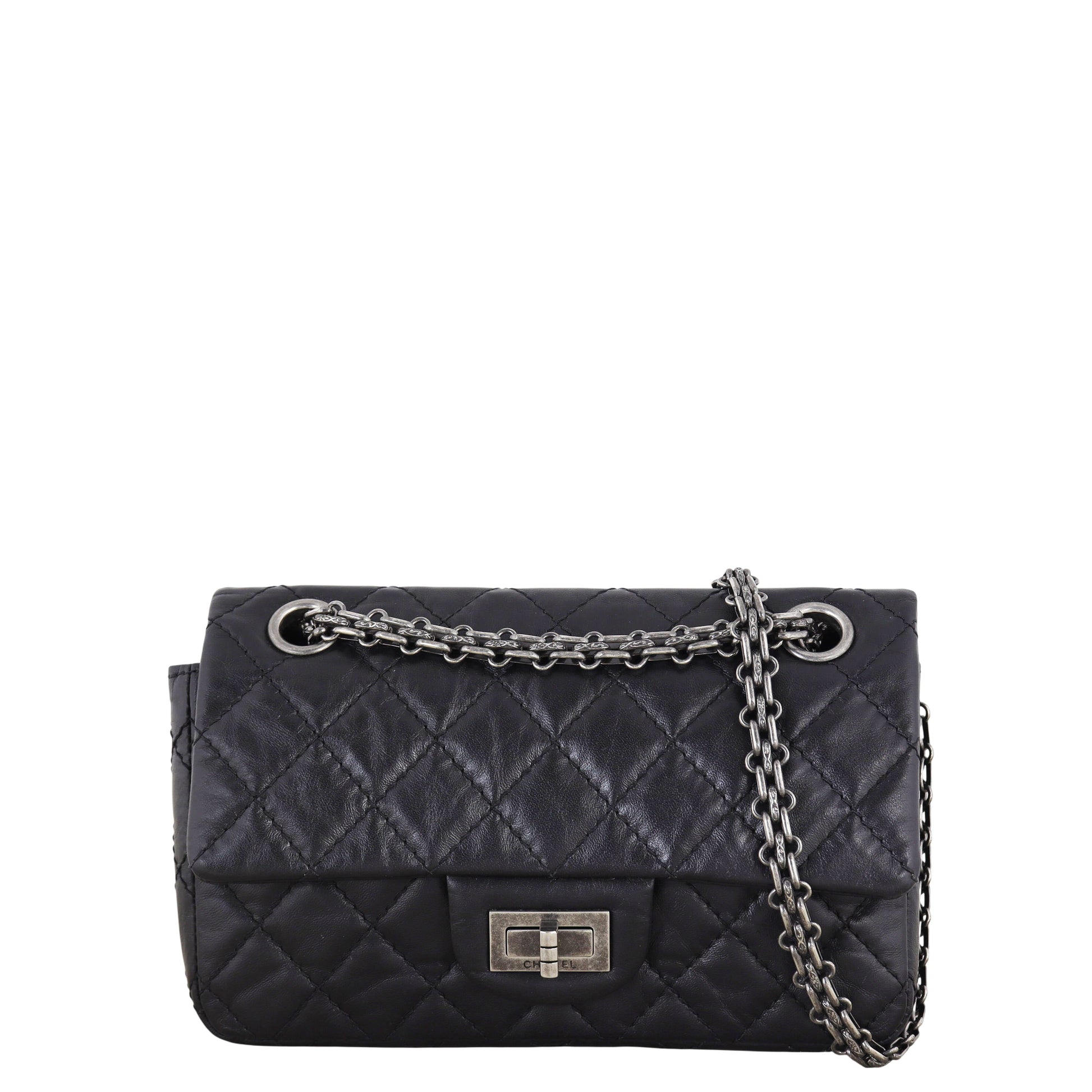 Chanel 2.55 Reissue 224 Single Flap Bag Quilted Black Crossbody Bag