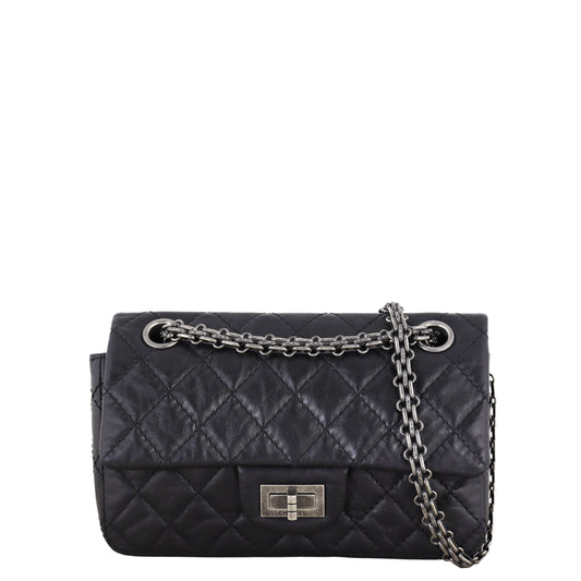 Chanel 2.55 Reissue 224 Single Flap Bag Quilted Black Crossbody Bag