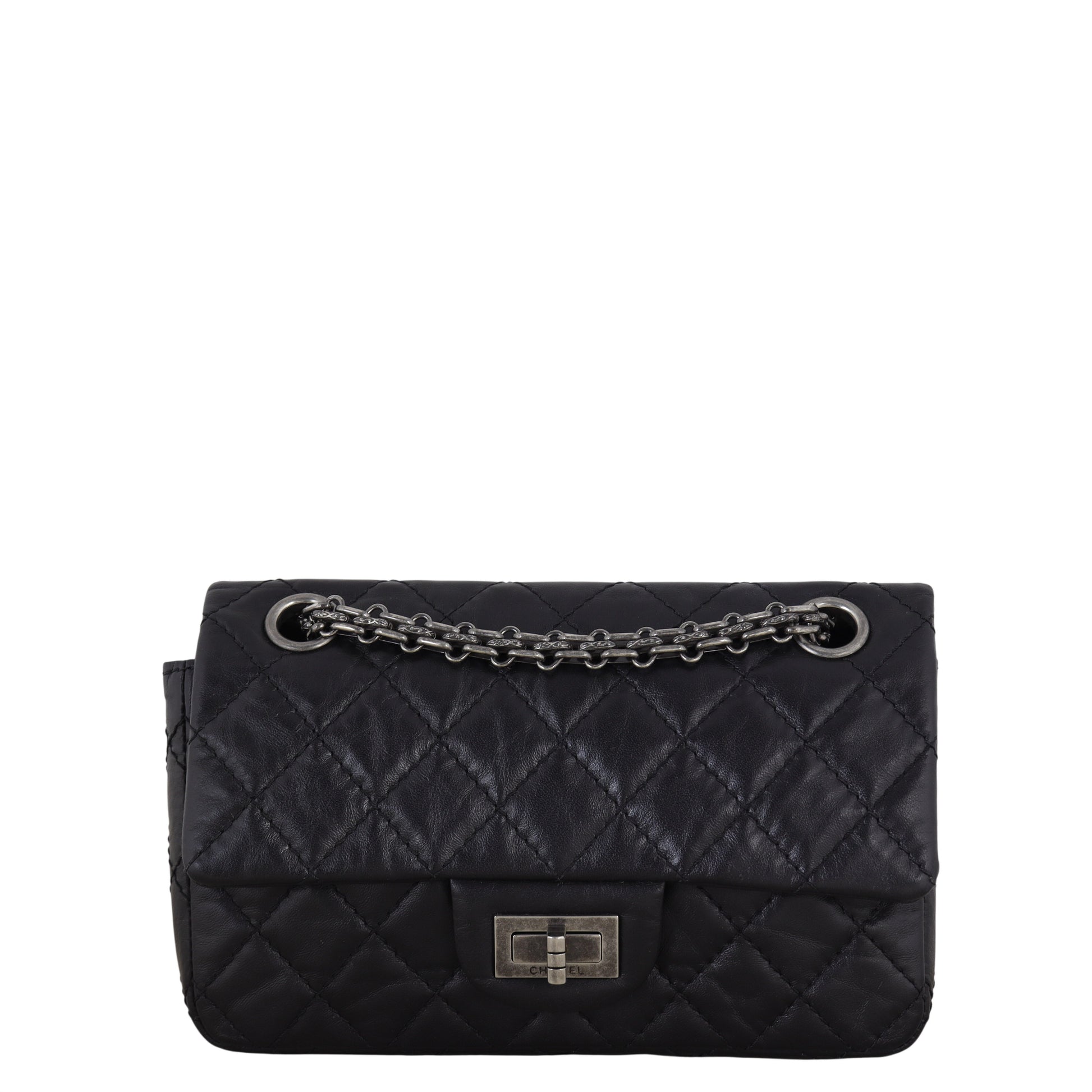 Chanel 2.55 Reissue 224 Single Flap Bag Quilted Black Crossbody Bag