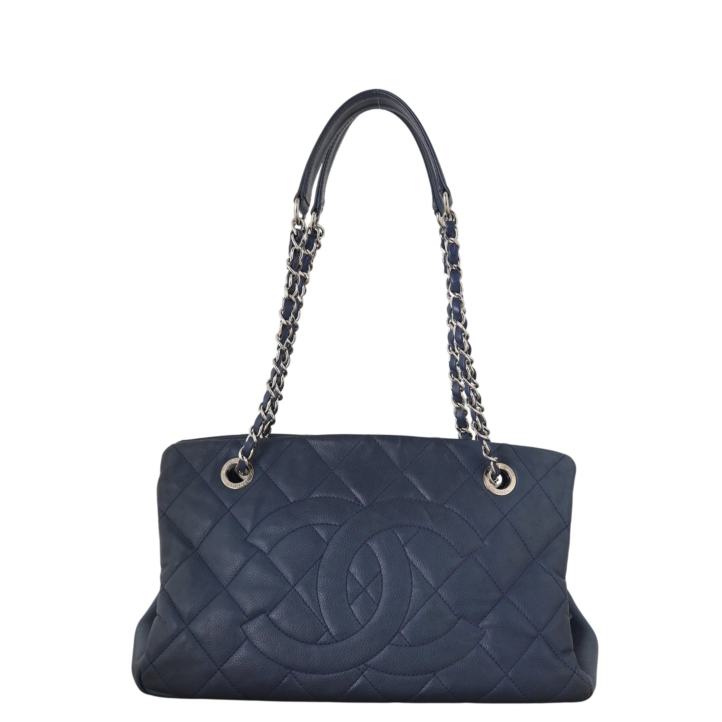 Chanel Petite Timeless Shopping Tote Quilted Blue Shoulder Bag