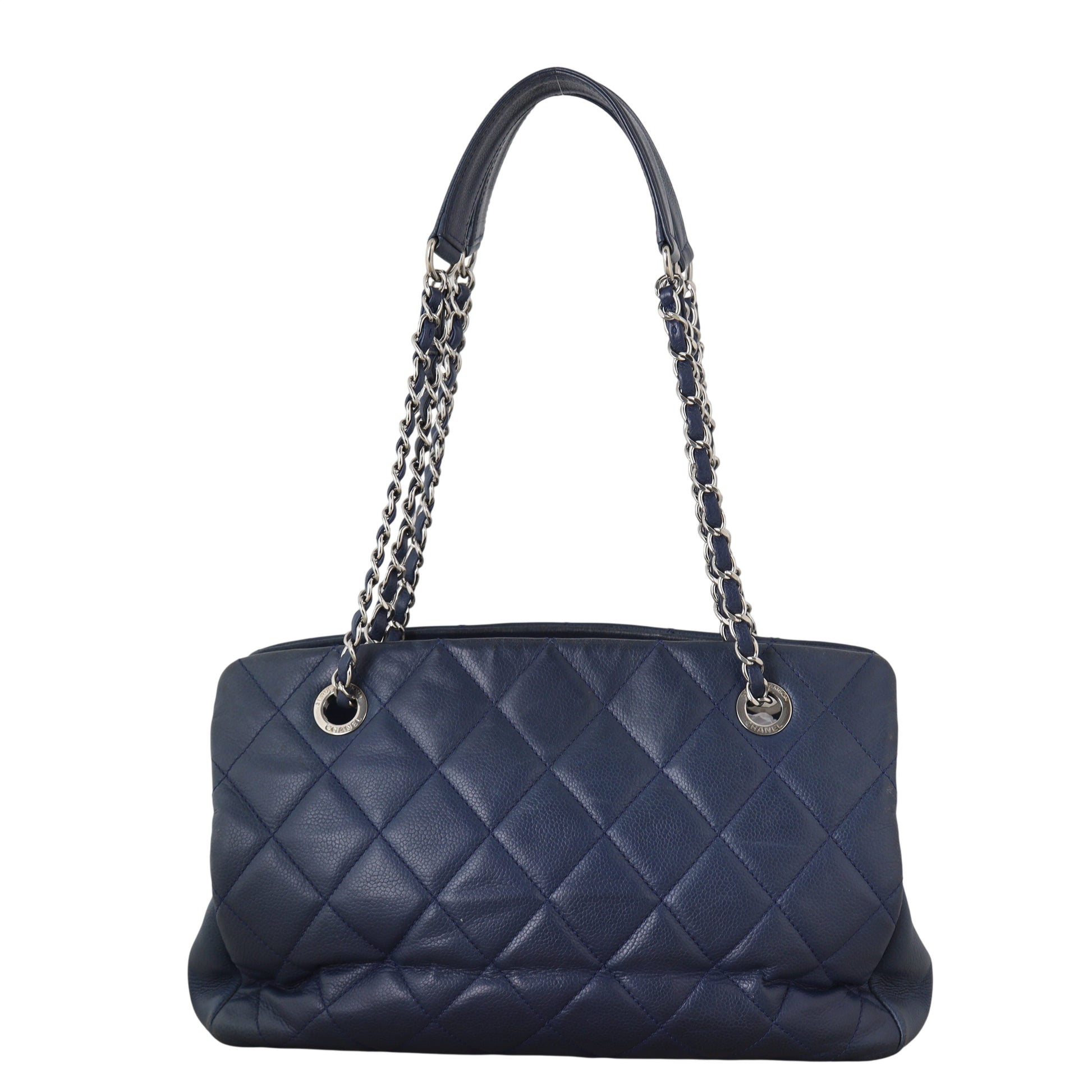 Chanel Petite Timeless Shopping Tote Quilted Blue Shoulder Bag