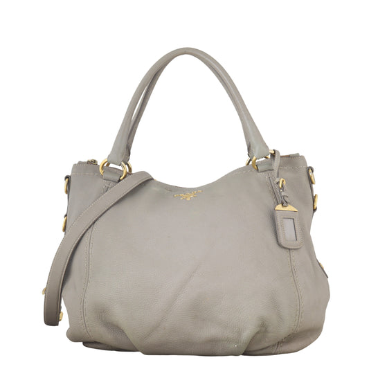 Prada Tote Bag Daino Two Way Tote Vitello Gray Shoulder Bag
