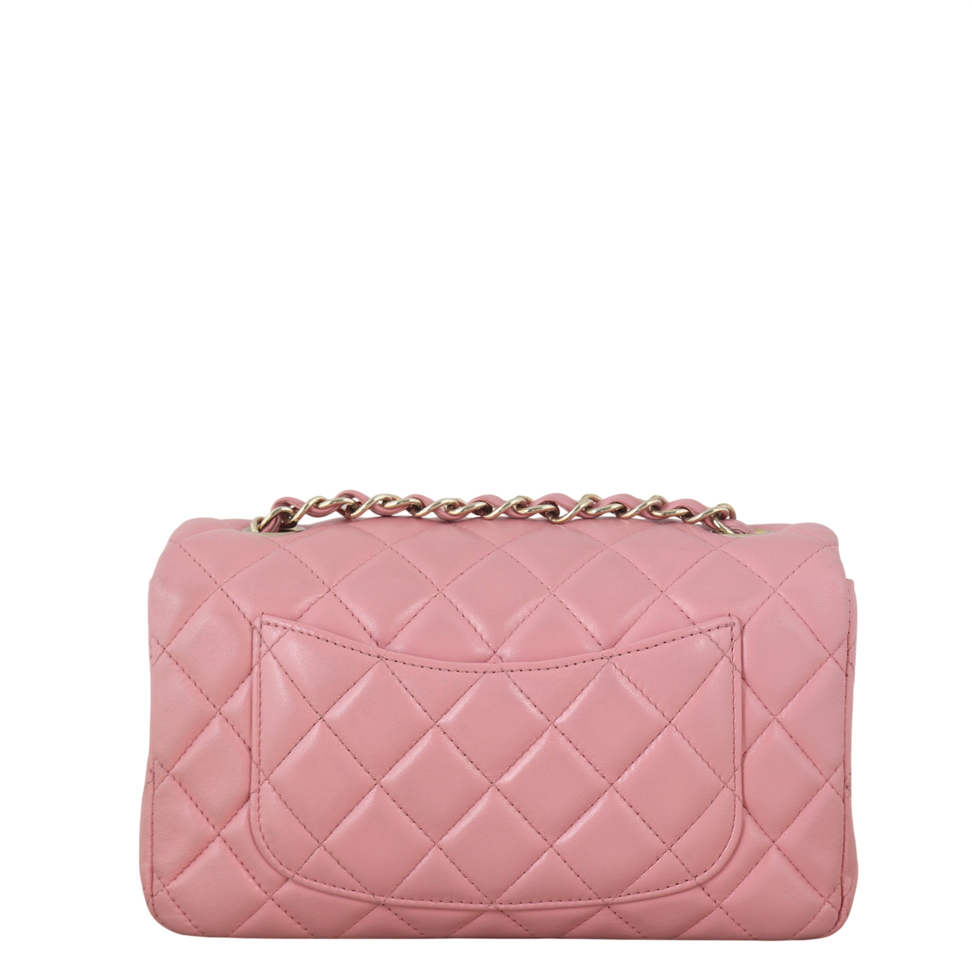 Chanel Classic Flap Mini Rectangular Bag Lambskin Quilted Pink Crossbody Bag
