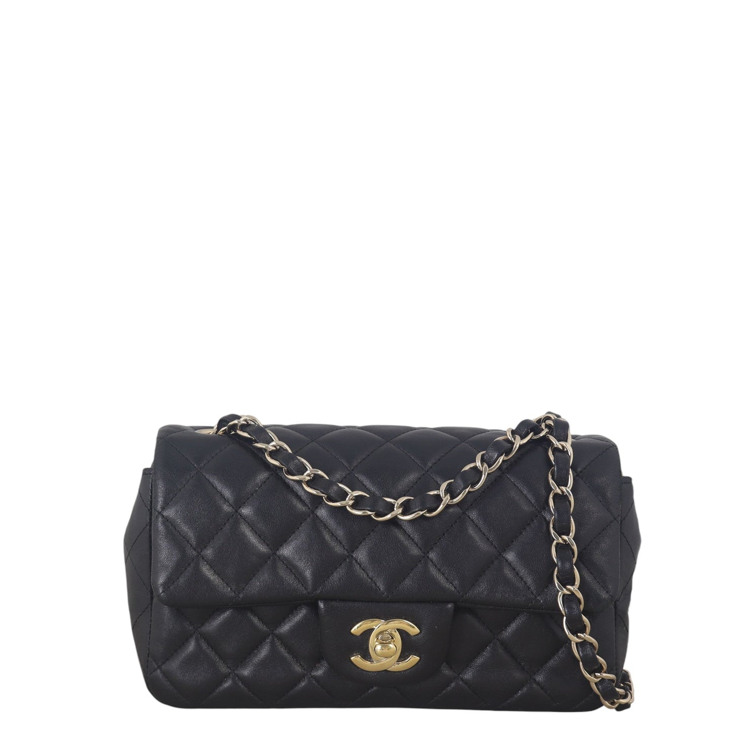 Chanel Classic Flap Mini Rectangular Bag Lambskin Quilted Black Crossbody Bag Lambskin 08012026