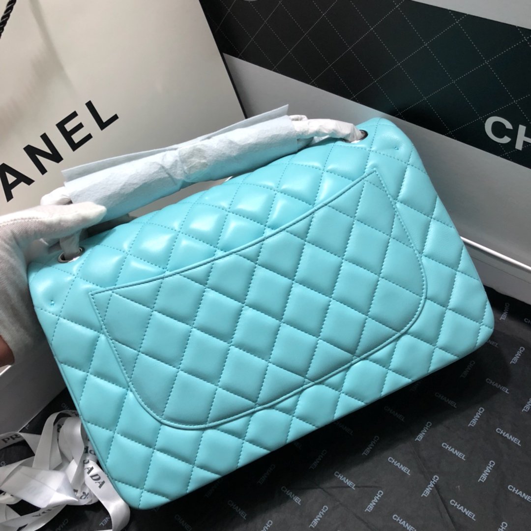 Chllarge Classic Handbag Hardware For Women Handbags Blue Silver Shoulder Bag