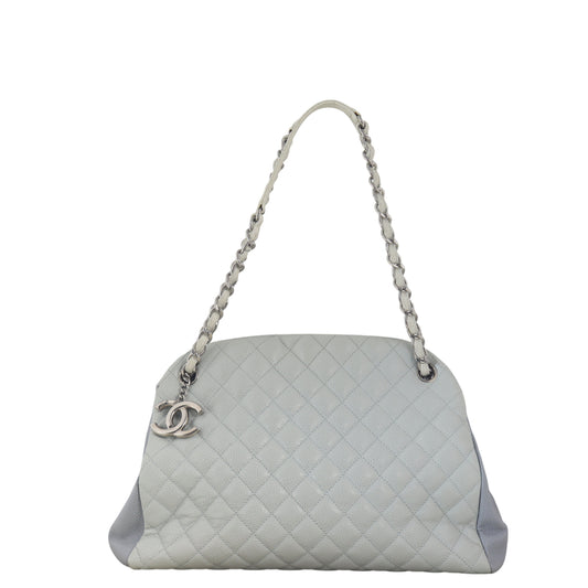 Chanel Just Mademoiselle Bowler Bag Quilted Blue Shoulder Bag Large 09012026