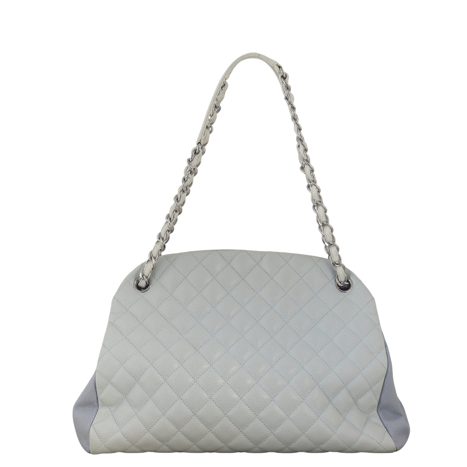 Chanel Just Mademoiselle Bowler Bag Quilted Blue Shoulder Bag Large 09012026