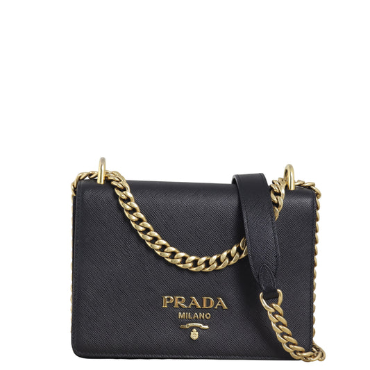 Prada Crossbody Bag Lux Bag Saffiano Black Chain Shoulder Bag